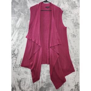 H by Halston Sweater Womens M Pink Sleeveless‎ Open Front Waterfall Vest Casual